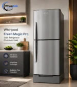 Whirlpool 236 liter refrigerator front view chromium steel