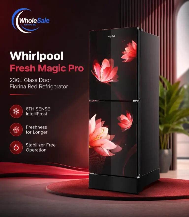 Whirlpool Fresh Magic Pro 236L Glass Door Florina Red Refrigerator