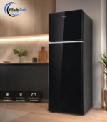 Whirlpool Fresh Magic Pro 257L Crystal Black Refrigerator front view in kitchen
